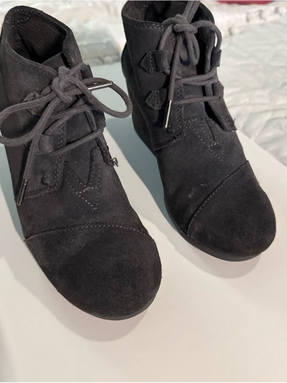 Toms dark gray Suede Lace-Up Ankle Booties